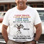 Felpa personalizzata Happy Father's Day 3D Cartoon Dog Soft T-shirt con nome Regalo di compleanno per la festa del papà per gli amanti degli animali.