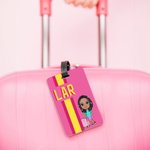 Personalized Multicolor Shadow Monogram Stripe Cartoon Character Luggage Tag Travel Accessories Birthday Gift for Family Kids