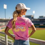 Personalised Baseball Softball Mama Ice Cream Drip Multicolour T-shirt Sweatshirt with Name and Number Game Day Birthday Gift for Ball Sport Lovers