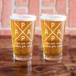 Personalisiertes 475 ml PAPA Bierglas mit 1-5 Namen und Jahr Haus Deko Vatertag Geburtstag Geschenk für Papa Opa Herren