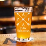 Personalisiertes 475 ml PAPA Bierglas mit 1-5 Namen und Jahr Haus Deko Vatertag Geburtstag Geschenk für Papa Opa Herren