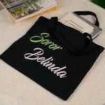 Personalized Pink and Green Sorority Large Canvas Tote Bag with Name Travel Accessories Birthday Gift for Sisters Friends