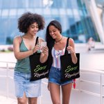 Personalized Pink and Green Sorority Large Canvas Tote Bag with Name Travel Accessories Birthday Gift for Sisters Friends