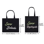 Personalized Pink and Green Sorority Large Canvas Tote Bag with Name Travel Accessories Birthday Gift for Sisters Friends