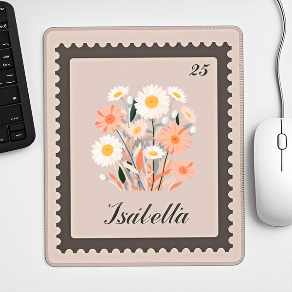 Tappetino per mouse personalizzato multicolore in stile timbro vintage con nome Accessori per l'ufficio Regalo di compleanno per donne colleghe
