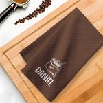 Personalized Coffee Pattern Multicolor Waffle Towel with Name Coffee Bar Decor Birthday Gift for Coffee Lovers Baristas