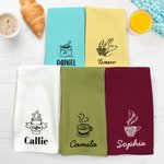 Personalized Coffee Pattern Multicolor Waffle Towel with Name Coffee Bar Decor Birthday Gift for Coffee Lovers Baristas