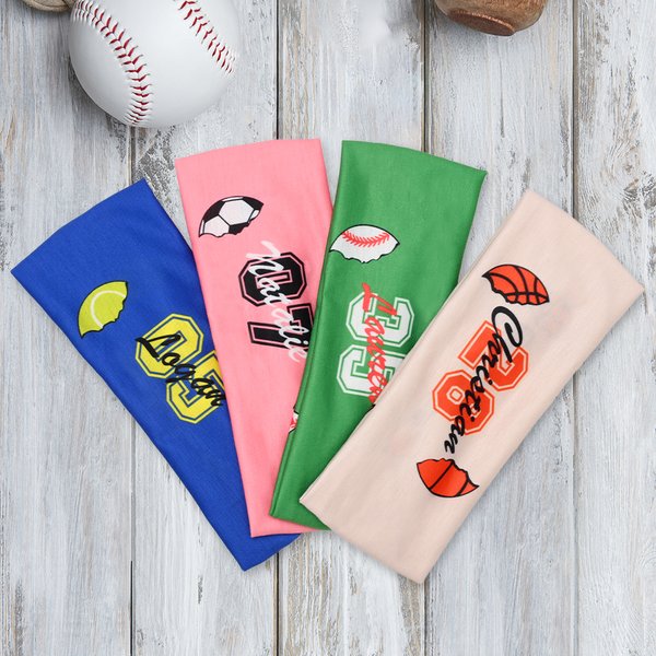 Personalized Multicolor Ball Sports Stretchy Anti-sweat Headband with Name and Number Sports Accessory Birthday Gift for Men Women Ball Lovers