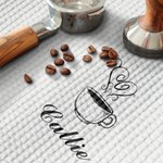 Personalized Coffee Pattern Multicolor Waffle Towel with Name Coffee Bar Decor Birthday Gift for Coffee Lovers Baristas