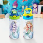 Bottiglia d'acqua isolata da 12 oz con cannuccia in silicone e coperchio a prova di fuoriuscita Regalo di compleanno per ragazze per la scuola.