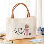 Estetoscopio personalizado de dibujos animados Bolsa de lona grande con nombre y título Agradecimiento Semana de la enfermera Regalo para médicos Enfermeras Personal médico