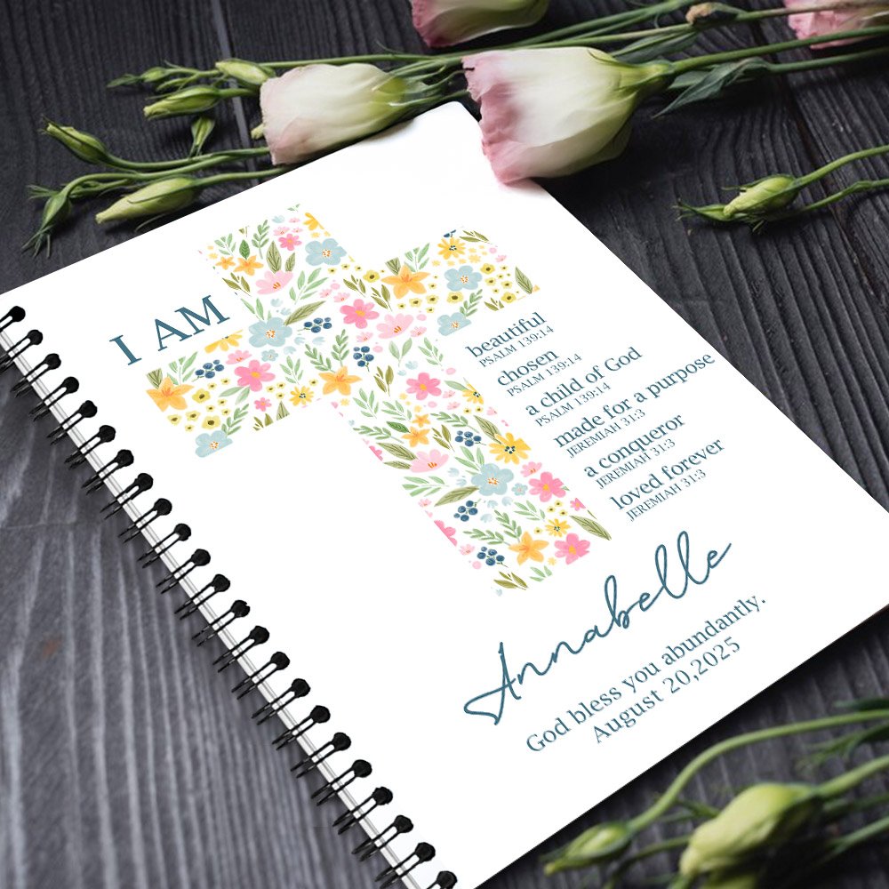 Libreta espiral A5 con nombre y fecha Primera comunión Bautizo Regalo para niñas Cristianas
