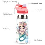 Bottiglia d'acqua isolata da 12 oz con cannuccia in silicone e coperchio a prova di fuoriuscita Regalo di compleanno per ragazze per la scuola.