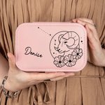 Personalisierte Sternzeichen Konstellation Multi-Fach-Leder-Schmuck-Box mit Namen Jahrestag Geburtstag Geschenk für Frauen