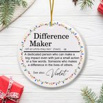 Spersonalizowana ceramiczna ozdoba Difference Maker z imieniem i nazwiskiem Biurowa afirmacja Świąteczny prezent urodzinowy dla lidera Współpracownik Nauczyciel