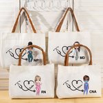 Estetoscopio personalizado de dibujos animados Bolsa de lona grande con nombre y título Agradecimiento Semana de la enfermera Regalo para médicos Enfermeras Personal médico