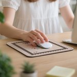 Personalized Multicolor Vintage Stamp Style Birth Flower Mouse Pad with Name Office Accessories Birthday Gift for Women Colleague