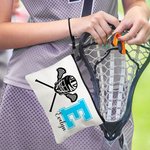 Personalized Lacrosse Player  Silhouette Cosmetic Bag with Initial Name and Wristband Match Day Birthday Gift for Lacrosse Lovers