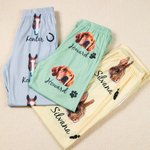 Personalized Multicolour Cute Paw Print Carrot Pattern Pet Avatar Photo Adult Kid Pajama Pants with Name Birthday Gift for Family Pet Lover