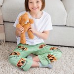 Personalized Multicolour Cute Paw Print Carrot Pattern Pet Avatar Photo Adult Kid Pajama Pants with Name Birthday Gift for Family Pet Lover