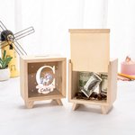 Tirelire en bois à fenêtre transparente personnalisée avec initiale nom et design d'animal - Décoration sur table - Cadeau d'anniversaire pour enfants