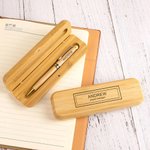 Personalised Engraved Name Text Wooden Ballpoint Pen and Case Set Work Stationery Birthday Anniversary Gift for Employee Colleague Boss