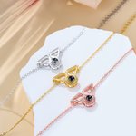 Personalized Dainty Zircon Angel Wings Photo Projection Bracelet Birthday Anniversary Memorial Gift for Women Loss of Loved One