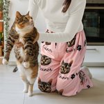 Personalized Multicolour Cute Paw Print Carrot Pattern Pet Avatar Photo Adult Kid Pajama Pants with Name Birthday Gift for Family Pet Lover