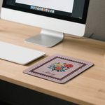 Personalized Multicolor Vintage Stamp Style Birth Flower Mouse Pad with Name Office Accessories Birthday Gift for Women Colleague