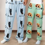 Personalized Multicolour Cute Paw Print Carrot Pattern Pet Avatar Photo Adult Kid Pajama Pants with Name Birthday Gift for Family Pet Lover