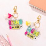 Personalized Colorful Dalmatian Dot Name Pencil Keychain with Tassel Backpack Accessory Birthday Back to School Gift for Kids