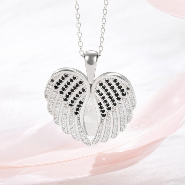 Personalizado collar de alas de ángel con el nombre de las mujeres joyas de circón Día de San Valentín Aniversario de regalo para ella