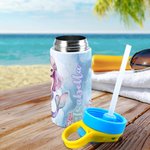 Bottiglia d'acqua isolata da 12 oz con cannuccia in silicone e coperchio a prova di fuoriuscita Regalo di compleanno per ragazze per la scuola.