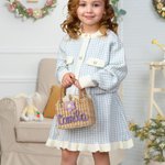 Borsetta a tracolla personalizzata in paglia intrecciata con fiore e nome fatta a mano fodera con coulisse regalo di compleanno o festa dei bambini
