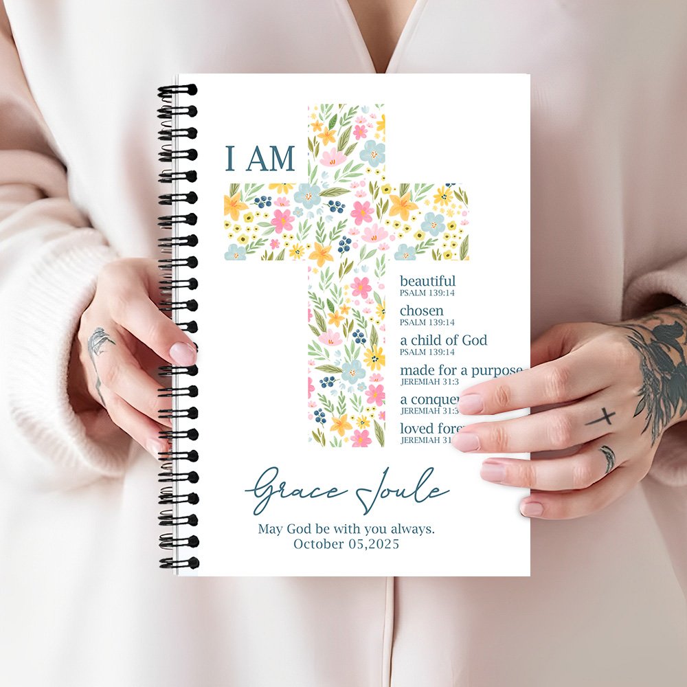 Libreta espiral A5 con nombre y fecha Primera comunión Bautizo Regalo para niñas Cristianas