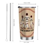 Personalized Dad and 1-4 Children Baseball Stainless Steel 20 oz Tumbler with Names Straw and Brush Father's Day Gift for Dad Grandpa