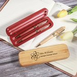 Personalized Engraved Teacher Subject Pattern Wooden Ballpoint Pen and Case Set with Name and Text Teacher's Day Graduation Gift for Teachers