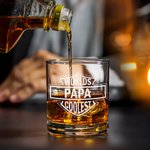 Personlig Worlds Coolest Shield Whiskey Rock Glass med gravert kallenavn og skiferunderlegg Farsdag Bursdagsgave til pappa bestefar