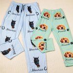 Personalized Multicolour Cute Paw Print Carrot Pattern Pet Avatar Photo Adult Kid Pajama Pants with Name Birthday Gift for Family Pet Lover