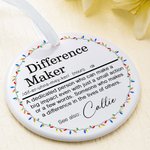 Spersonalizowana ceramiczna ozdoba Difference Maker z imieniem i nazwiskiem Biurowa afirmacja Świąteczny prezent urodzinowy dla lidera Współpracownik Nauczyciel