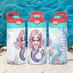 Bottiglia d'acqua isolata da 12 oz con cannuccia in silicone e coperchio a prova di fuoriuscita Regalo di compleanno per ragazze per la scuola.