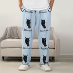 Personalized Multicolour Cute Paw Print Carrot Pattern Pet Avatar Photo Adult Kid Pajama Pants with Name Birthday Gift for Family Pet Lover