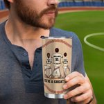 Personalized Dad and 1-4 Children Baseball Stainless Steel 20 oz Tumbler with Names Straw and Brush Father's Day Gift for Dad Grandpa