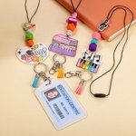 Personalized Book Drawing Board Piano Key Music Art Tassel Beaded Lanyard with Title and Name Teacher's Day Back to School Gift for Teacher