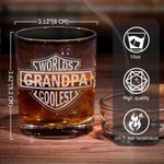 Personlig Worlds Coolest Shield Whiskey Rock Glass med gravert kallenavn og skiferunderlegg Farsdag Bursdagsgave til pappa bestefar