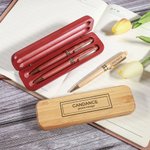 Personalised Engraved Name Text Wooden Ballpoint Pen and Case Set Work Stationery Birthday Anniversary Gift for Employee Colleague Boss