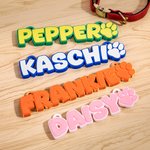 Personalized Dog 3D Printed Multicolor Name Plate with Dog Paw Kennel Accessory Birthday Gift for Pet Lovers