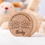 Personalized Pet Line Drawing Dog Cat Paw Print Wooden Pet Fur Memory Box with Engraved Name and Text Sympathy Memorial Gift for Loss of Pet