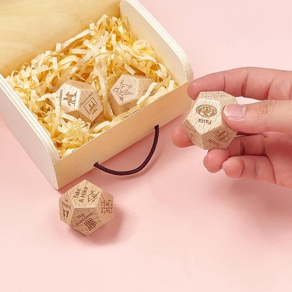 Personalized  Wooden Date Night Dice and Box with Name Wedding  Anniversary Valentine's Day Gift for Couples 3