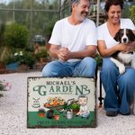 Personalized Cartoon Character Garden Metal Sign with Name Garden Decor Housewarming Birthday Gift for Grandma Mom Gardening Enthusiasts